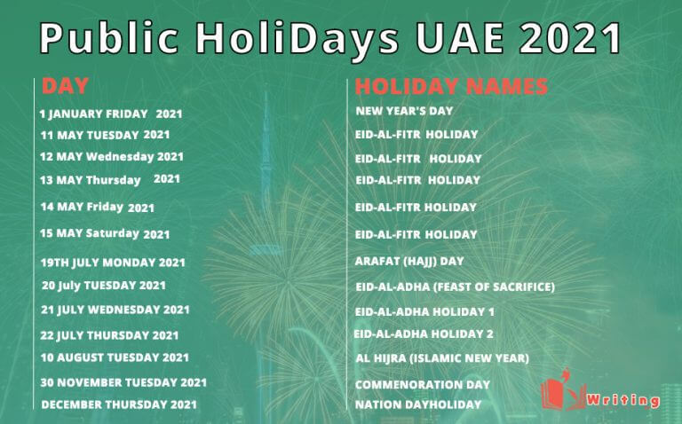 Upcoming UAE’s Public And Private Holidays For 2021.